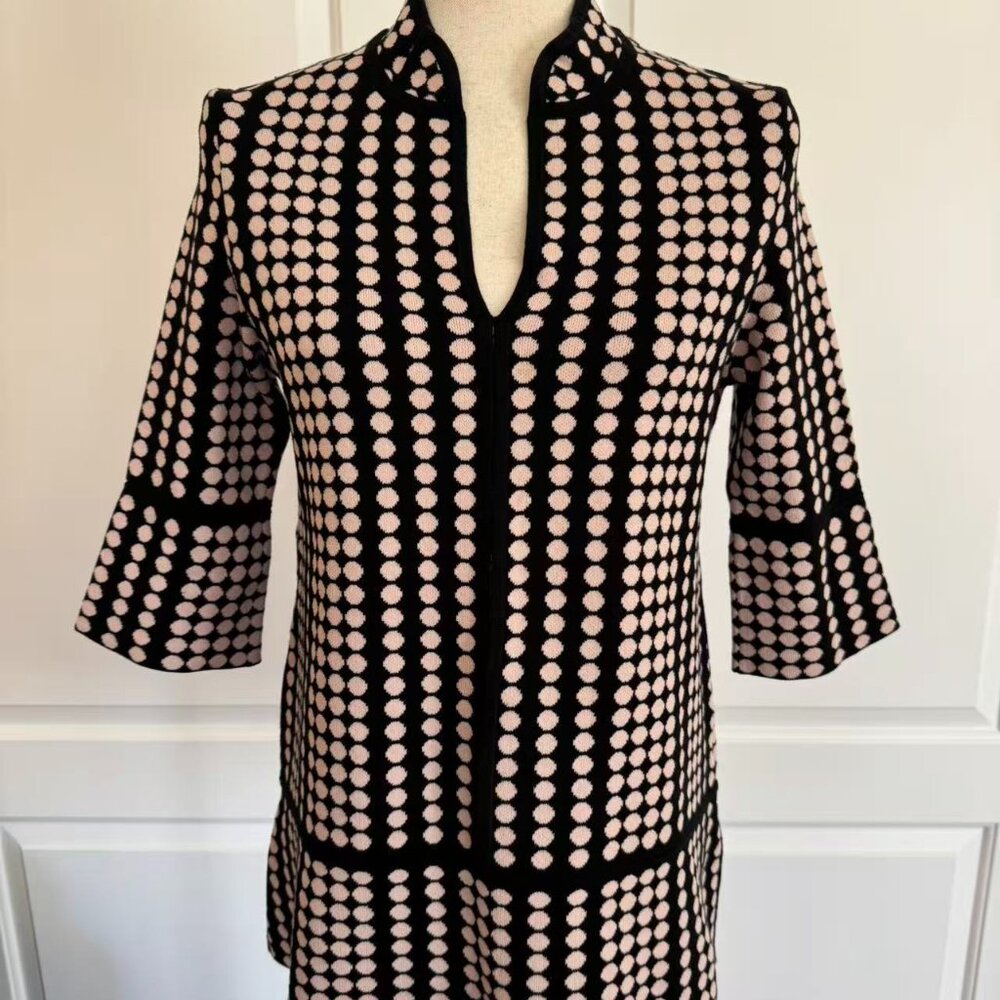 Tory Burch Cotton blend Black/Pink polka dots sweater, Sz M